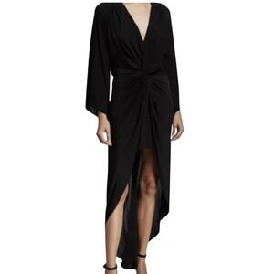 MISA Los Angeles M Teget Black Knotted Twist Front Draped Maxi Dress Witchy